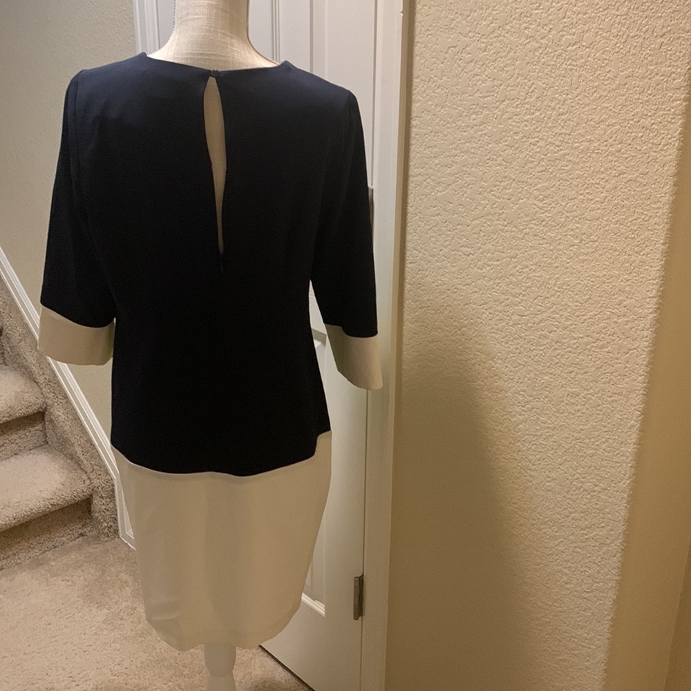 Navy neon green white color block dress - Picture 4 of 8